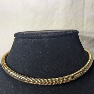 Serpentine Choker Necklace, Goldtone With Extender, 11.75" - 14.75"